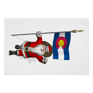 Santa Claus With Ensign Of Colorado Poster