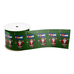 Santa Claus With Ensign Of Colorado Satin Ribbon