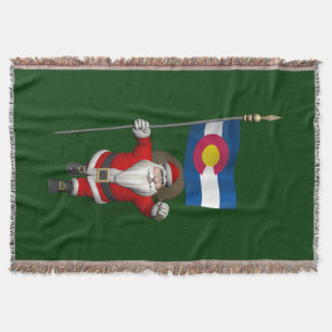 Santa Claus With Ensign Of Colorado Throw Blanket