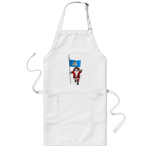 Santa Claus With Ensign Of Connecticut Long Apron (Front)
