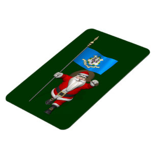 Santa Claus With Ensign Of Connecticut Magnet