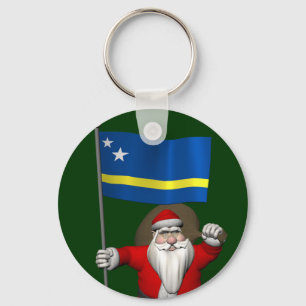 Santa Claus With Ensign Of Curaçao Key Ring