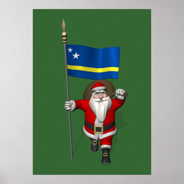 Santa Claus With Ensign Of Curaçao Poster (Front)