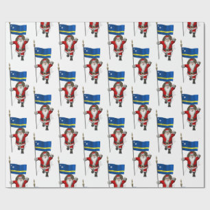 Santa Claus With Ensign Of Curaçao Wrapping Paper