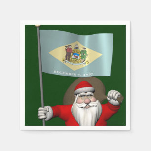 Santa Claus With Ensign Of Delaware Napkin
