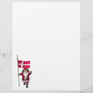 Santa Claus With Ensign Of Denmark Dannebrog