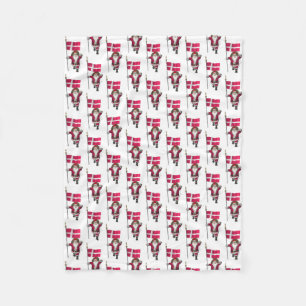 Santa Claus With Ensign Of Denmark Dannebrog Fleece Blanket