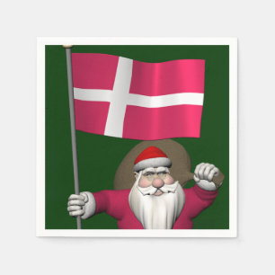 Santa Claus With Ensign Of Denmark Dannebrog Napkin