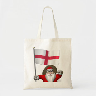 Santa Claus With Ensign Of England Tote Bag
