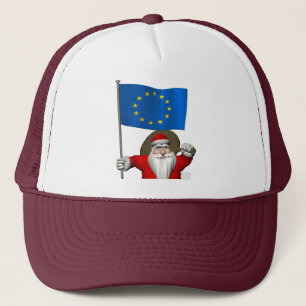 Santa Claus With Ensign Of European Union Trucker Hat