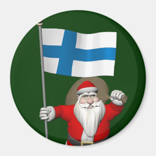 Santa Claus With Ensign Of Finland Magnet