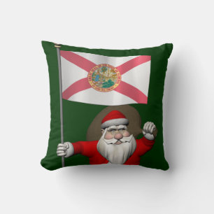 Santa Claus With Ensign Of Florida Cushion