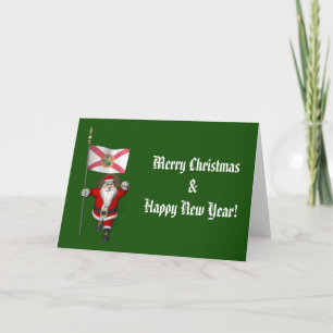 Santa Claus With Ensign Of Florida Holiday Card