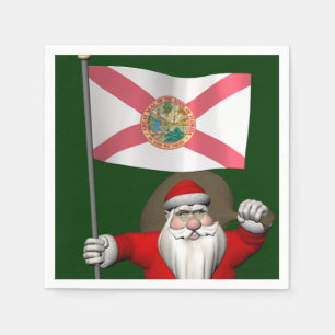 Santa Claus With Ensign Of Florida Napkin