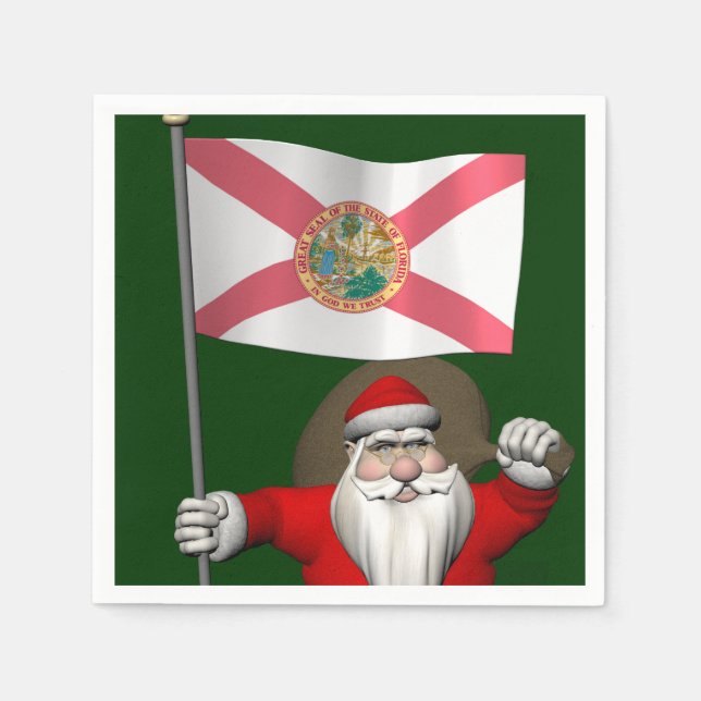Santa Claus With Ensign Of Florida Napkin (Front)