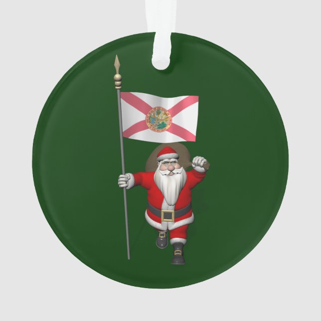Santa Claus With Ensign Of Florida Ornament (Back)