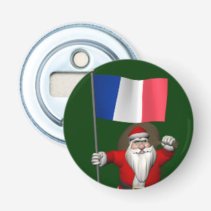 Santa Claus With Ensign Of France Bottle Opener