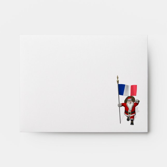 Santa Claus With Ensign Of France Envelope (Front)