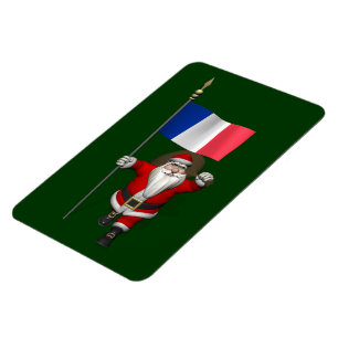 Santa Claus With Ensign Of France Magnet
