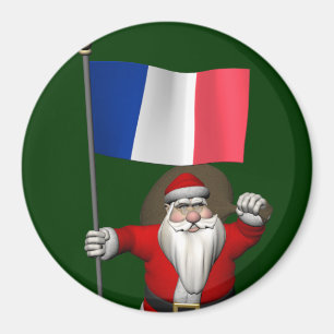 Santa Claus With Ensign Of France Magnet