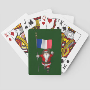 Santa Claus With Ensign Of France Playing Cards