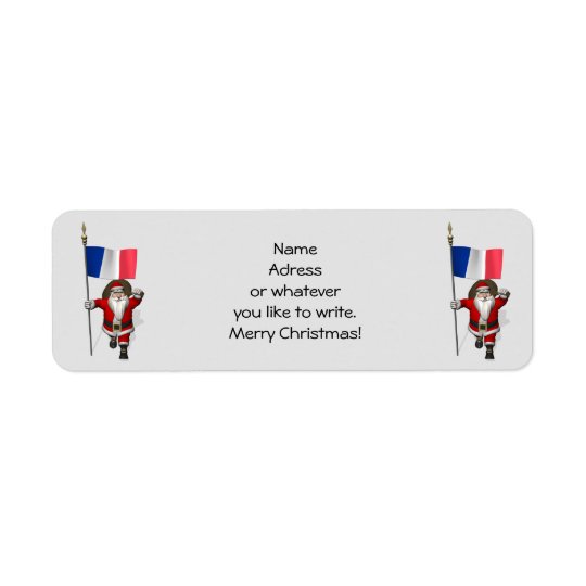 Santa Claus With Ensign Of France Return Address Label