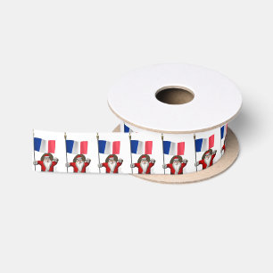 Santa Claus With Ensign Of France Satin Ribbon