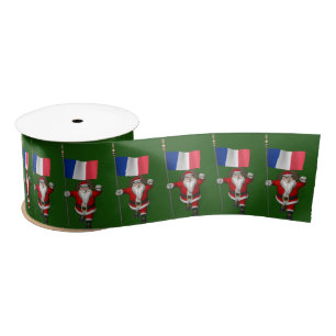 Santa Claus With Ensign Of France Satin Ribbon