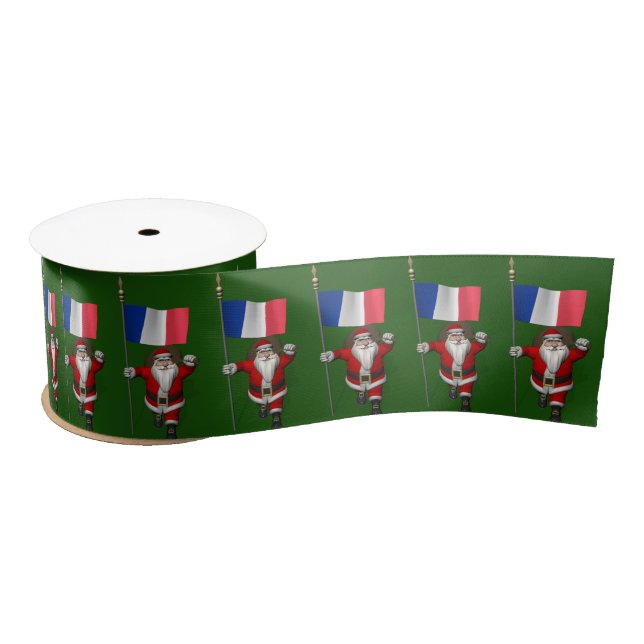 Santa Claus With Ensign Of France Satin Ribbon (Spool)
