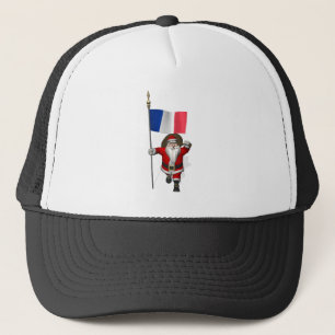Santa Claus With Ensign Of France Trucker Hat