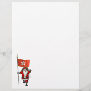 Santa Claus With Ensign Of Hong Kong