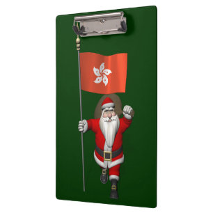 Santa Claus With Ensign Of Hong Kong Clipboard