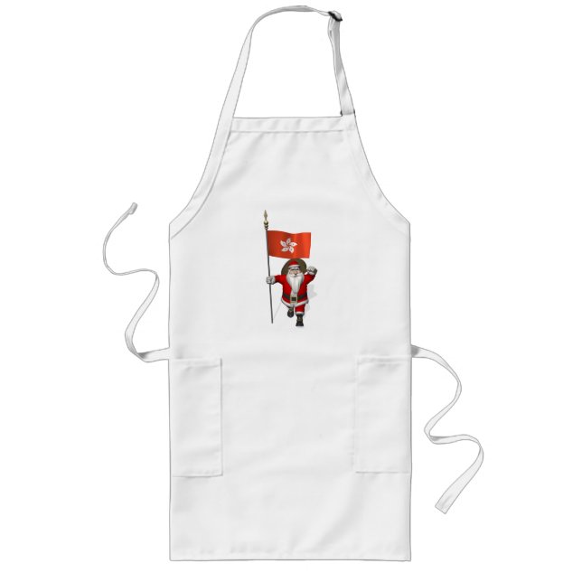 Santa Claus With Ensign Of Hong Kong Long Apron (Front)