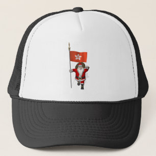 Santa Claus With Ensign Of Hong Kong Trucker Hat