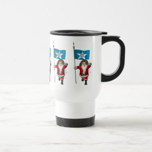 Santa Claus With Ensign Of Houston Travel Mug