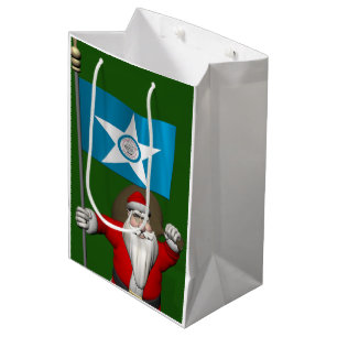 Santa Claus With Ensign Of Houston TX Medium Gift Bag