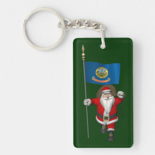 Santa Claus With Ensign Of Idaho Key Ring