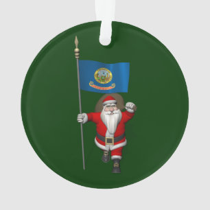 Santa Claus With Ensign Of Idaho Ornament