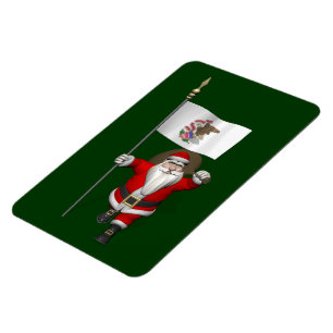 Santa Claus With Ensign Of Illinois Magnet