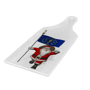 Santa Claus With Ensign Of Indiana Cutting Board