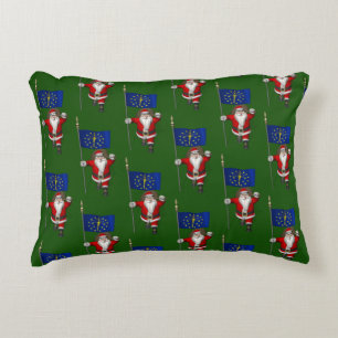 Santa Claus With Ensign Of Indiana Decorative Cushion