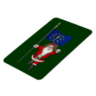 Santa Claus With Ensign Of Indiana Magnet