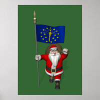 Santa Claus With Ensign Of Indiana