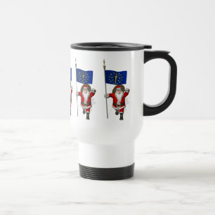 Santa Claus With Ensign Of Indiana Travel Mug