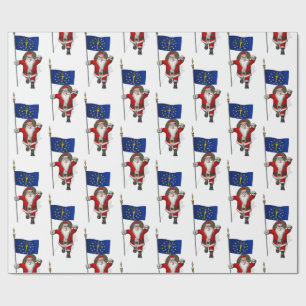 Santa Claus With Ensign Of Indiana Wrapping Paper