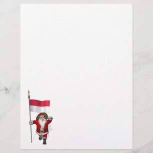 Santa Claus With Ensign Of Indonesia
