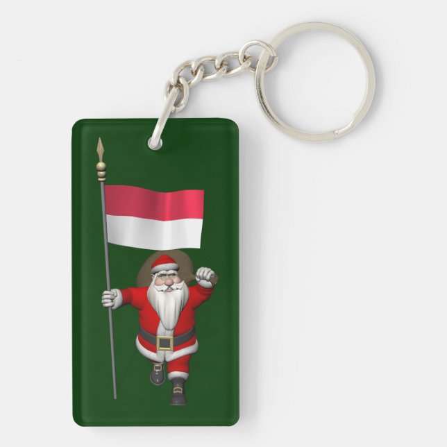 Santa Claus With Ensign Of Indonesia Key Ring (Back)