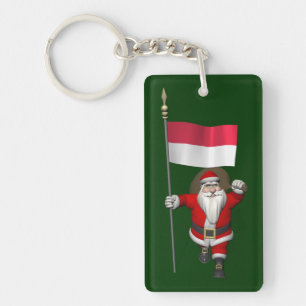Santa Claus With Ensign Of Indonesia Key Ring