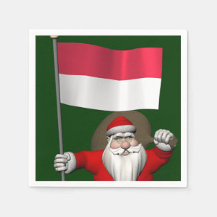 Santa Claus With Ensign Of Indonesia Napkin