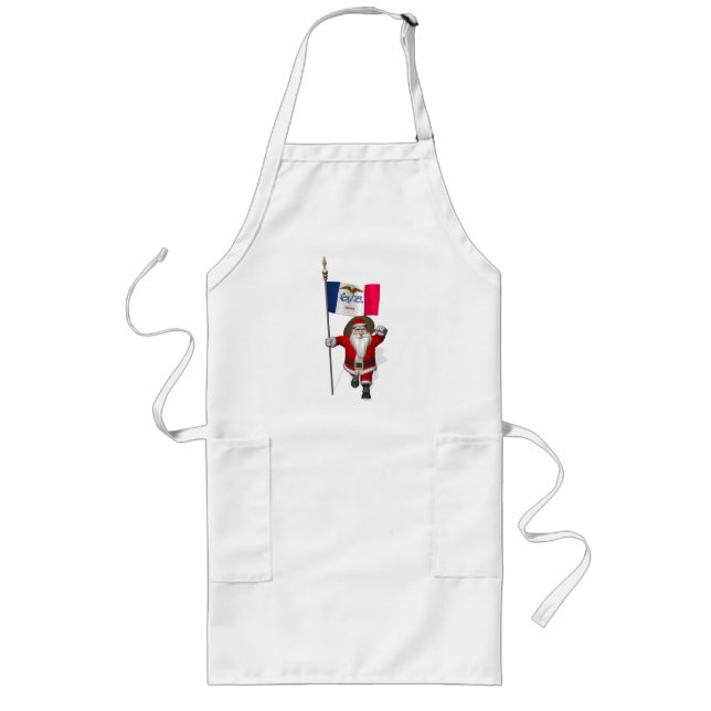 Santa Claus With Ensign Of Iowa Long Apron (Front)